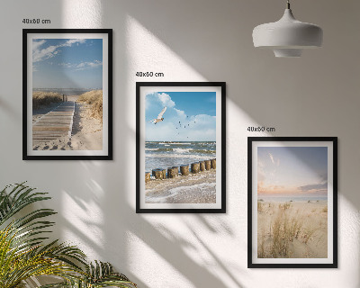 Fali dekoráció kép készlet Strand, homok, hullámok, ég, madarak