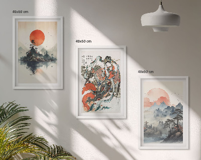 Keretezett kép szett hálószobába Ázsiai japandi festmények