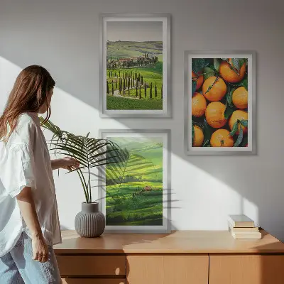Keretezett kép szett hálószobába olasz vidéki táj narancsokkal