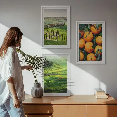 Keretezett kép szett hálószobába olasz vidéki táj narancsokkal