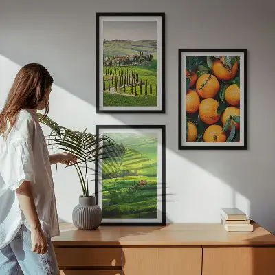 Keretezett kép szett hálószobába olasz vidéki táj narancsokkal