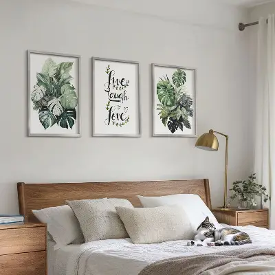 Keretezett képszett hálószobába leveles növények élnek, nevetnek, szeretnek mintával