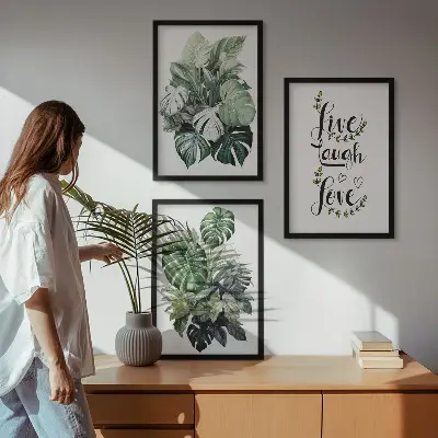 Keretezett képszett hálószobába leveles növények élnek, nevetnek, szeretnek mintával