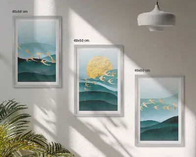 Absztrakt naplemente tájképek fali dekoráció kép készlet