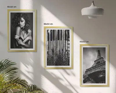 Fali dekorációs képkészlet Portré egy nőről Eiffel-rózsával mintával