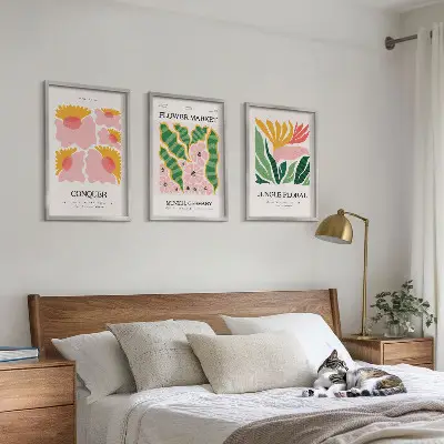 Virágok és levelek mintás modern falikép készlet dekoratív plakátok