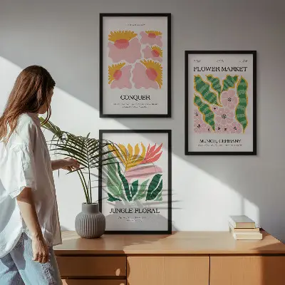 Virágok és levelek mintás modern falikép készlet dekoratív plakátok
