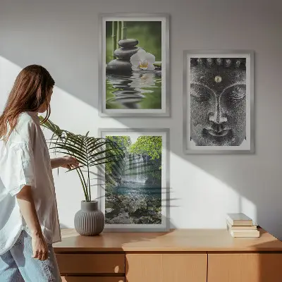 Harmónia kövek és Buddha falikép szett dekoratív falikép készlet