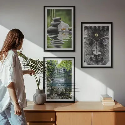 Harmónia kövek és Buddha falikép szett dekoratív falikép készlet