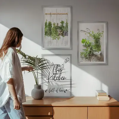 Keretezett képszett hálószobába szárított fűszernövények konyhai témával