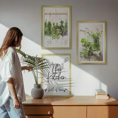 Keretezett képszett hálószobába szárított fűszernövények konyhai témával