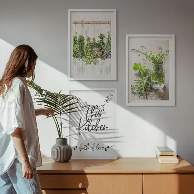 Keretezett képszett hálószobába szárított fűszernövények konyhai témával