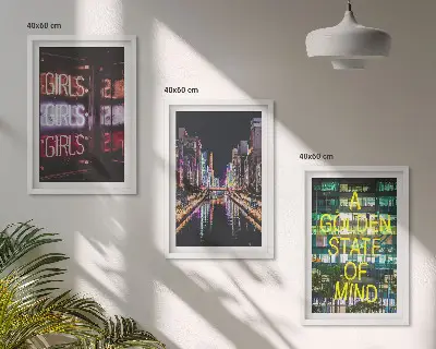 Neonreklámok folyó az éjszakában kép szett hálószobába keretezett kivitel