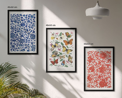 Keretezett kép szett hálószobába Vintage virágok pillangók díszek