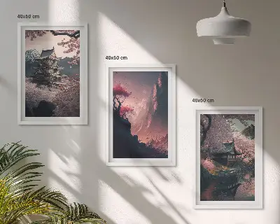 Japán hegyei fantasy táj fali dekoráció kép készlet