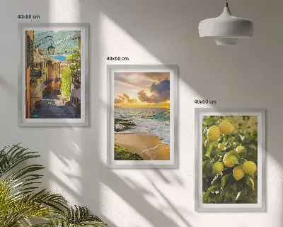 Keretezett képszett hálószobába utcák, tenger, strand és citrusfák mintával