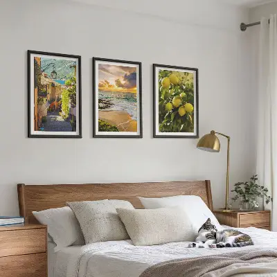 Keretezett képszett hálószobába utcák, tenger, strand és citrusfák mintával