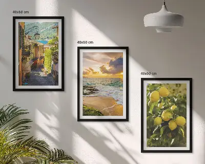Keretezett képszett hálószobába utcák, tenger, strand és citrusfák mintával