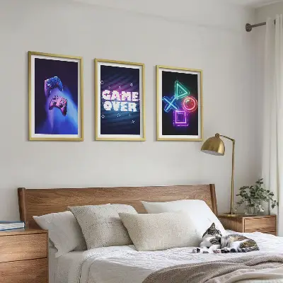 Game Over Gamepadek fali dekoráció képkészlet fali dekoráció képkészlet