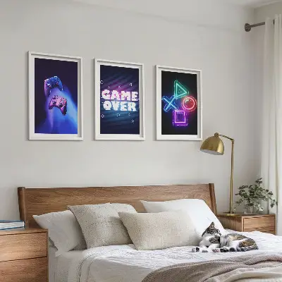 Game Over Gamepadek fali dekoráció képkészlet fali dekoráció képkészlet