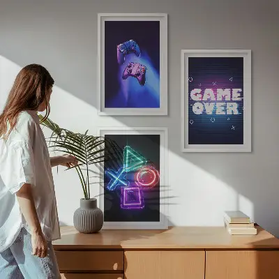 Game Over Gamepadek fali dekoráció képkészlet fali dekoráció képkészlet