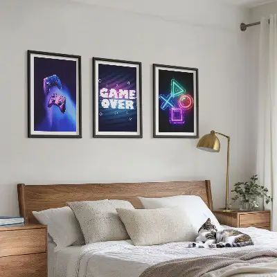 Game Over Gamepadek fali dekoráció képkészlet fali dekoráció képkészlet