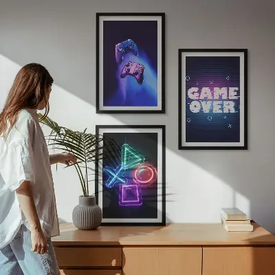 Game Over Gamepadek fali dekoráció képkészlet fali dekoráció képkészlet