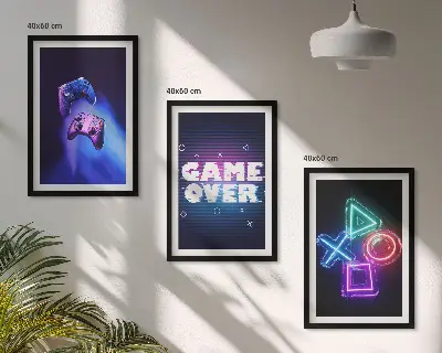 Game Over Gamepadek fali dekoráció képkészlet fali dekoráció képkészlet