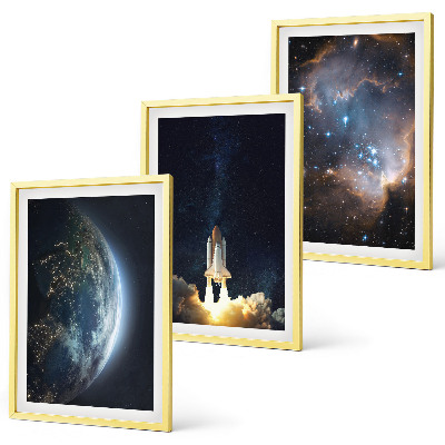 Keretezett kép szett hálószobába Űr Föld rakéta galaxis