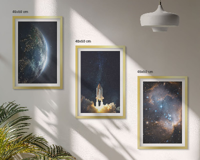 Keretezett kép szett hálószobába Űr Föld rakéta galaxis