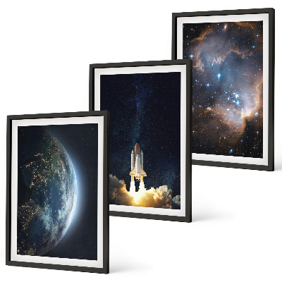 Keretezett kép szett hálószobába Űr Föld rakéta galaxis