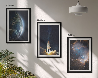 Keretezett kép szett hálószobába Űr Föld rakéta galaxis