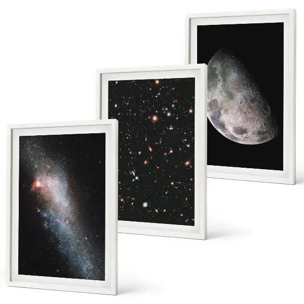 Fali dekorációs képkészlet űr, galaxisok, csillagok és hold motívummal