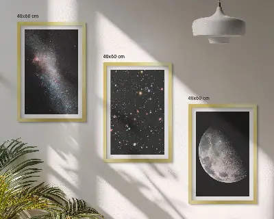 Fali dekorációs képkészlet űr, galaxisok, csillagok és hold motívummal