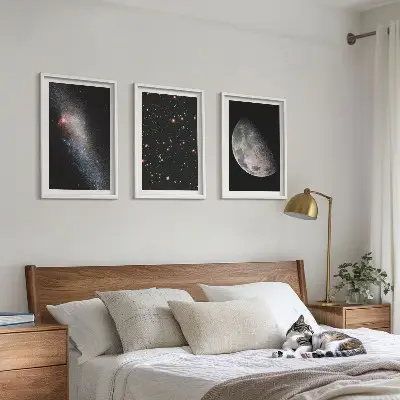 Fali dekorációs képkészlet űr, galaxisok, csillagok és hold motívummal