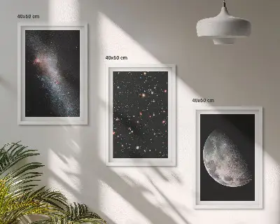 Fali dekorációs képkészlet űr, galaxisok, csillagok és hold motívummal
