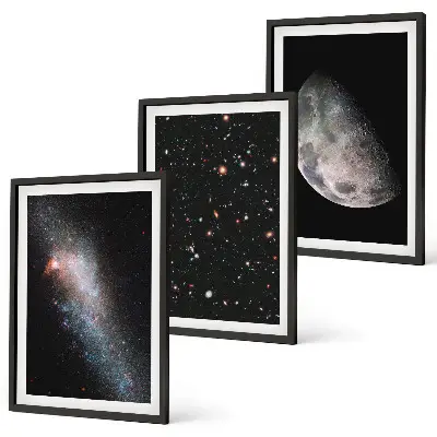 Fali dekorációs képkészlet űr, galaxisok, csillagok és hold motívummal