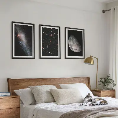 Fali dekorációs képkészlet űr, galaxisok, csillagok és hold motívummal