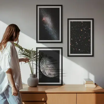 Fali dekorációs képkészlet űr, galaxisok, csillagok és hold motívummal