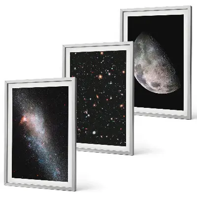 Fali dekorációs képkészlet űr, galaxisok, csillagok és hold motívummal