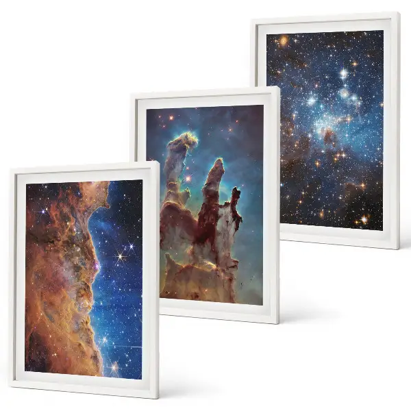 Galaxisok űrtájképei keretezett képszett hálószobába