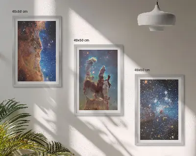 Galaxisok űrtájképei keretezett képszett hálószobába