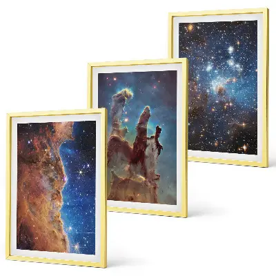 Galaxisok űrtájképei keretezett képszett hálószobába