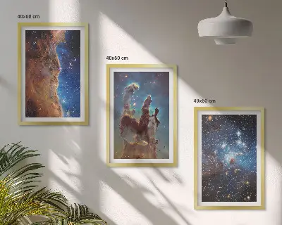 Galaxisok űrtájképei keretezett képszett hálószobába