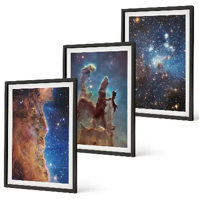 Galaxisok űrtájképei keretezett képszett hálószobába