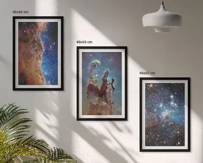 Galaxisok űrtájképei keretezett képszett hálószobába