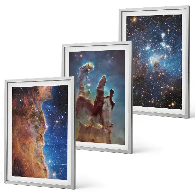 Galaxisok űrtájképei keretezett képszett hálószobába