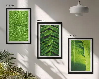 Trópusi levelek makrófotózás keretezett kép szett hálószobába