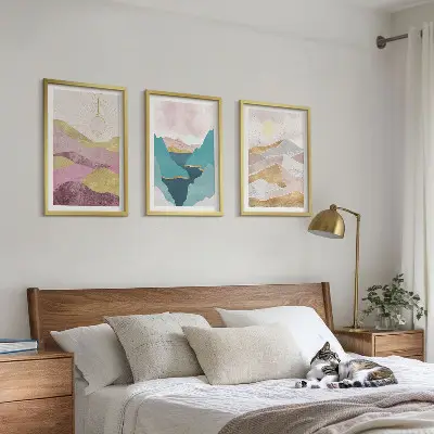 Absztrakt hegyek nap mintás keretezett képszett hálószobai dekoráció