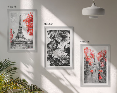 Fali dekoráció kép készlet Eiffel-torony szürke festmények